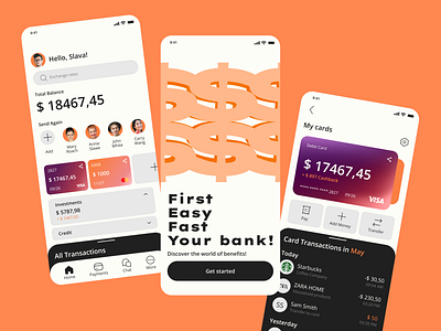 Mobile Banking App. Light / dark theme app bank app banking concept design finance light dark theme mobile mobile app mobile banking app ui uiux web web design