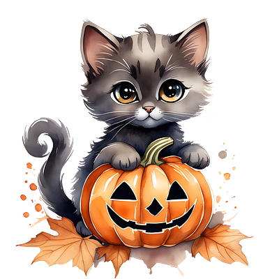 Halloween kitten halloween illustration halloween kitten watecolor kitten