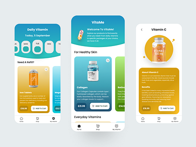 App Design - Daily Vitamin App app app design colourful design figma health healthy tracker ui ui design ux ux design vitamin