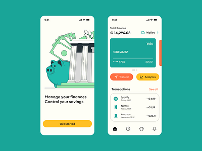 Finance Banking App bank app banking app design figma finance finance app graphic design green illustration mobile app mobile app design mobile ui ui ui design uiux ux ux design