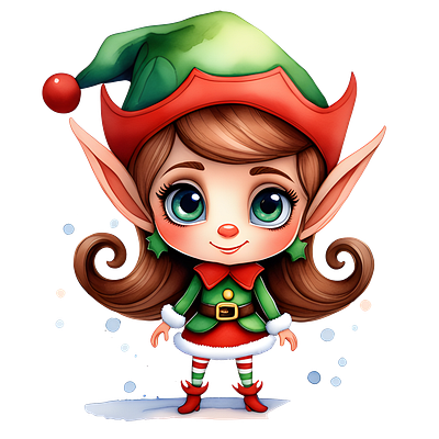 Watercolor Christmas elf watercolor christmas elf