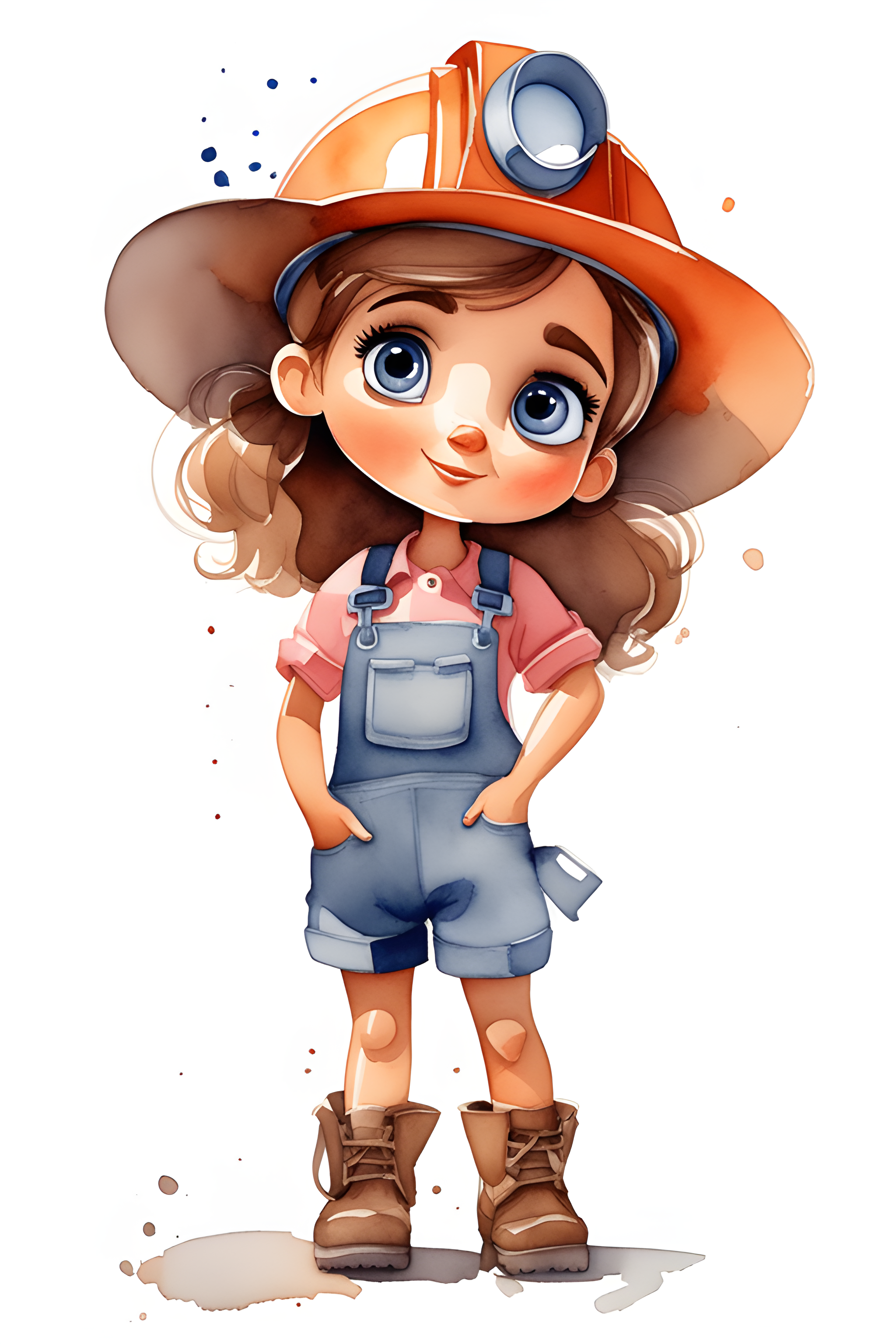 Watercolor construction worker illustration kid illustration watercolor construction worker