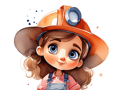 Watercolor construction worker illustration kid illustration watercolor construction worker