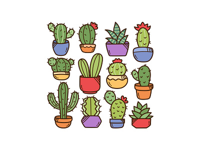 Cactus Doodle Set cactus cute doodle illustration plant vector