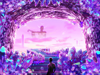 ✧ 𝐂 𝐑 𝐘 𝐒 𝐓 𝐈 𝐍 𝐎 ✧ angel aura boy cave crystal design divine dreamscape gay gem gemstone graphic design illustration jewel lilac male photoshop pink purple queer rose quartz