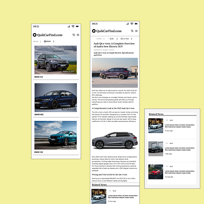 Website Design in Figma - Carblog cars design figma ui ux websites