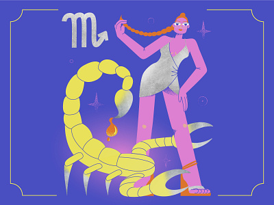 4/12 Scorpio art astrology character character design disco flat girl horoscope illustration metalic potion scorpio scorpion sign vector woman zodiac