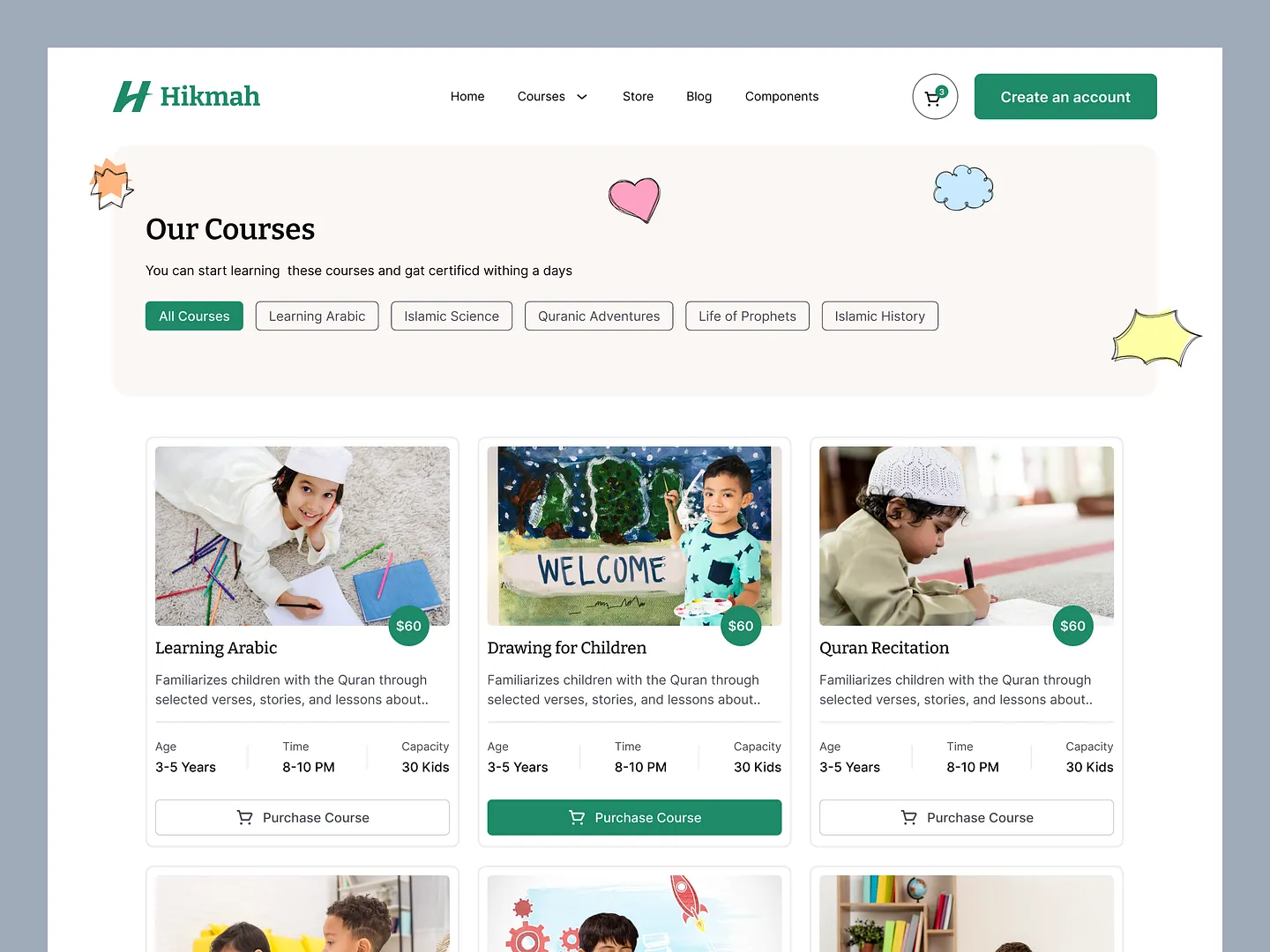 Engaging Online Course Website for Kids