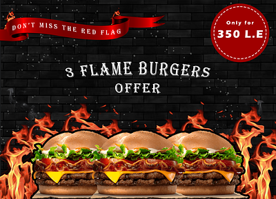 a 3 burgers offer designed on adobe photoshop graphic design