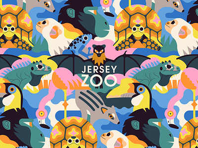 Jersey Zoo animals children conservation digital folioart illustration owen davey products vector zoo