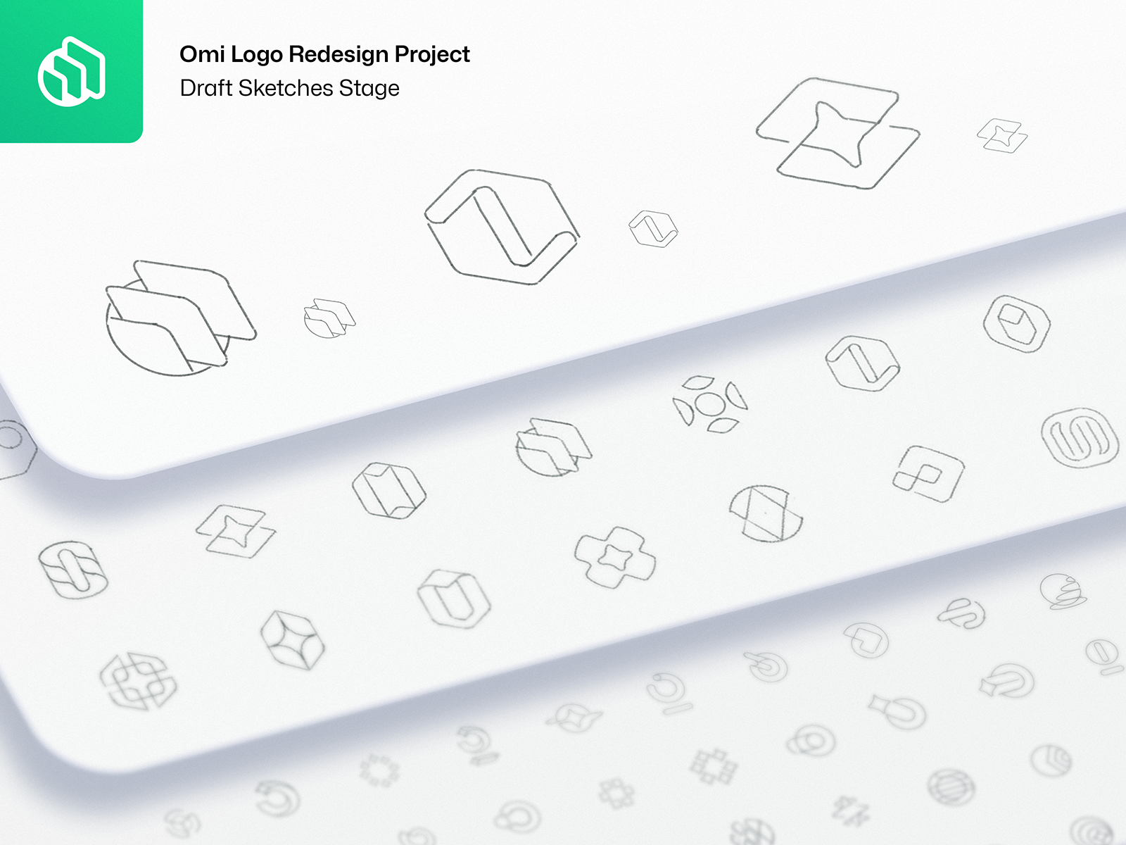 Draft Sketches for Omi Logo Redesign branding gradient icon identity lettering logo pencil rebranding redesign sketches