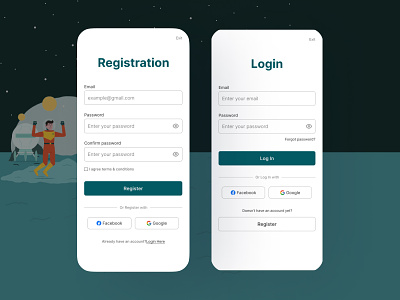 Login and Register page login login and register mobile login page sign in sign up uiux