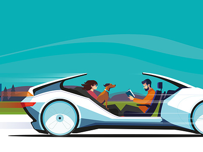 Driverless Cars cars digital editorial folioart future illustration peter greenwood technology vector