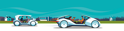 Driverless Cars cars digital editorial folioart future illustration peter greenwood technology vector