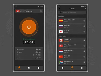 VPN Mobile UI design mobile design ui uiux vpn