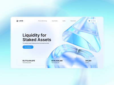 LIDO — Website Design by Syncrely 3d atom branding crypto cryptocurrency dao defi ethereum glass landing page liquid liquid staking matic motion polygon pos staking visual web design website