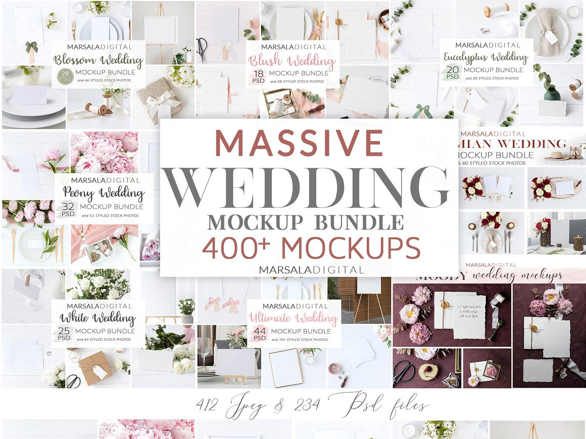 Wedding Mockup Bundle 400+ | Websites Like Etsy, Creative Market