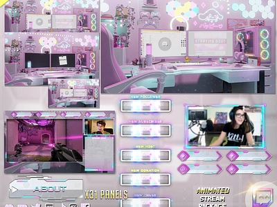 Cute Animated Twitch Overlays Pack ⭐ Kawaii Stream Graphics cute twitch overlay gamer room gaming setup graphic design kawaii kawaii overlay motion graphics stream graphics twitch twitch alerts twitch banner twitch graphics twitch overlay twitch panels