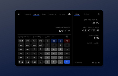 DailyUI - Scientific Calculator app calculator dark design desktop figma ui ux visual design