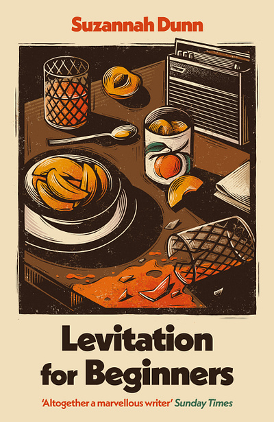 Levitation for Beginners 1970s 2d book cover digital ella ginn folioart food illustration lino cut print publishing retro vintage