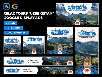 Google Display ADS Visuals for Relax Tours - Uzbekistan Blue display ads google ads graphic design photoshop travel ads travel agency