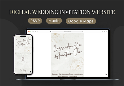 Wedding Invitation Website | Green Golden Floral Handwritten graphic design invitation landing page rsvp template typography ui web website wedding