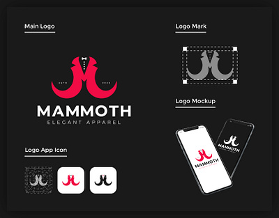 Mammoth Elegant Apparel Logo Brand Identity apparel logo brand design brand guidelines brand identity branding clothing logo creative design creative logo fashion logo initial letter logo letter m logo logoart logodesign mammoth logo minimal logo modern logo monogram logo