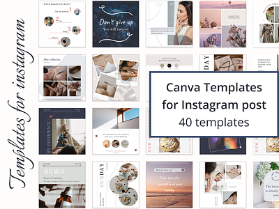 40 Template for Instagram branding buy canva colorful creativemarket design designer etsy feeds insta instagram market post story templates