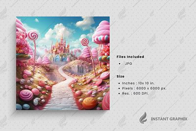 3D Beutiful candy land scenery generative AI . dessert . sweet background 3d cartoon 3d castle candy land candy world colorful land confectionery fairyland fantasy graphic design gummy candy pastel color scenery sugar sweets