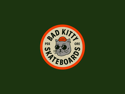 bad kitty badge beanie branding cat cool design graphic design illustration kitty logo skate skateboard typography