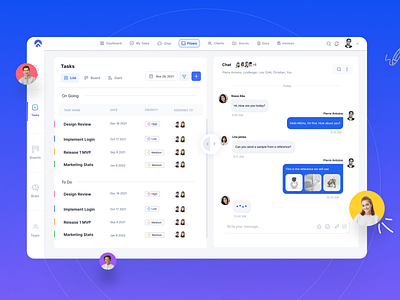 New UX Case Study - Project management and Client handling produ agency ai chat client handling docs invoice list view project management tasks ui ux video calls workflow