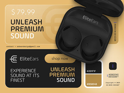 EliteEars BRAND brand branding clean design earbuds graphic design identity illustration logo minimalist modern monogram technology ui visual