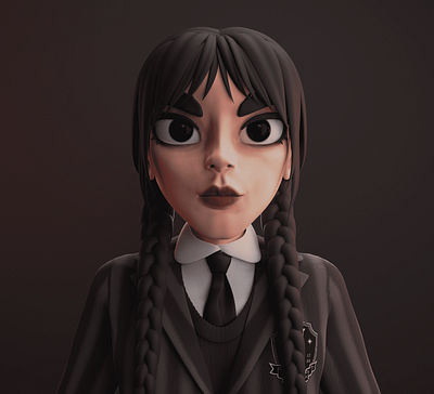 Wednesday Addams 3d addams blender character model render wednesday