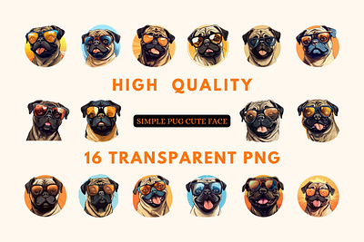 Simple pug cute face branding cute design editable face graphic design illustration logo minimal modern pug simple