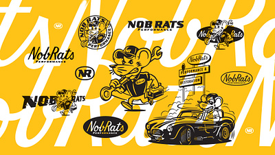 NobRats Performance & Restoration Brand Identity System branding character classic custom custom garage design graphic design illustration logo mascot retro vintage
