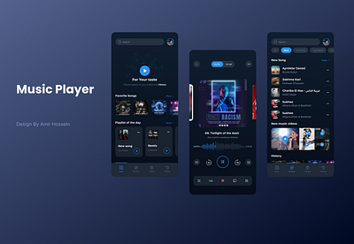 Music player UI by Amir_HZ app app design music music app music play music player song ui uiux ux