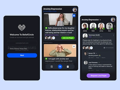 Christian Social Network UI Mobile App application branding christian clean connect dashboard design faith minimalist mobile app network onboarding religion social media ui userflow ux web website