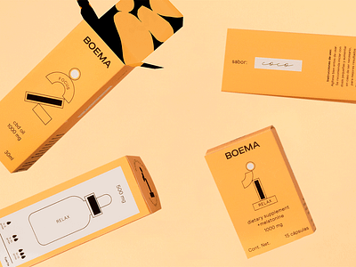 Branding and packaging for Boema art direction brand branding cbd design graphic design identity illustration logo numbers packaging photoshoot vector yellow