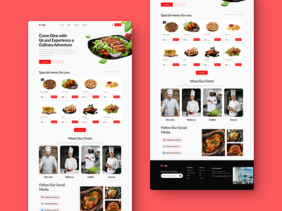 Foody Website Design: Landing Page / Home Page / UI branding graphic design landingpages logo restaurants restaurants websites ui uiux website design