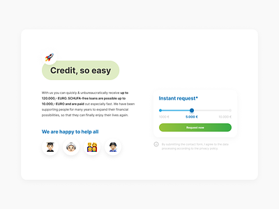 Credit request CTA-Form call to action credit design request ui