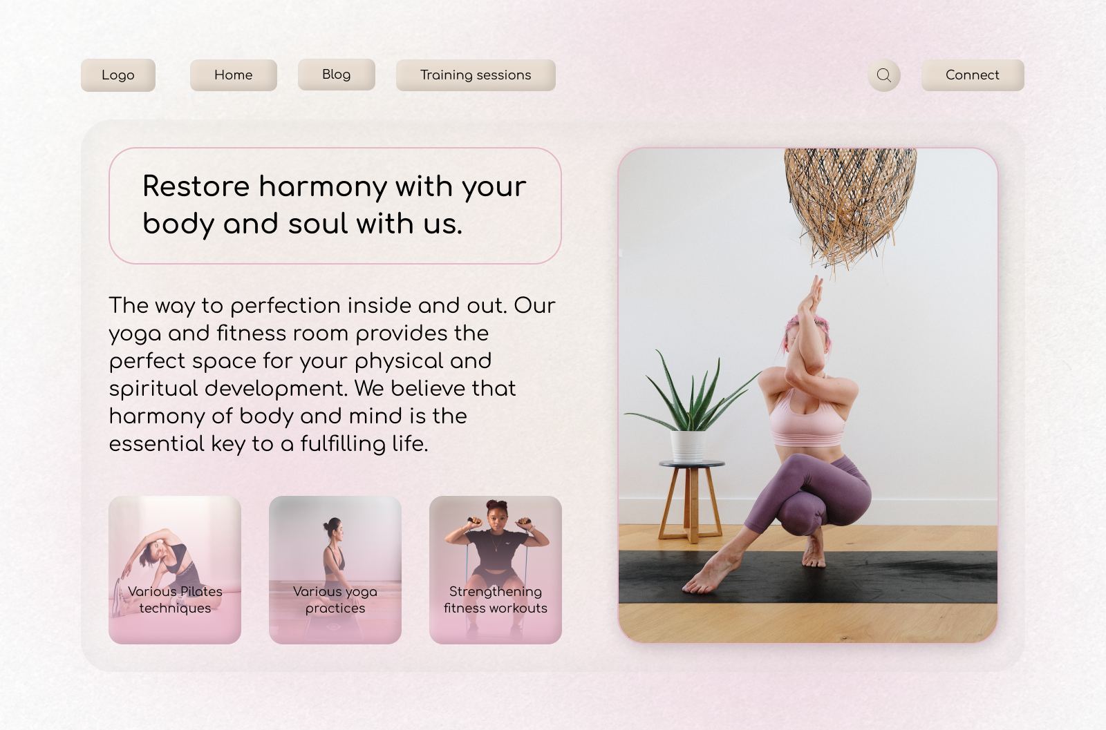 Yoga room - Website design app banner banner design branding design graphic design light colors lightness typography ui uidesign uiux uiux design ux vector web design yoga yogadesign yogaroom