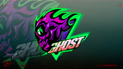 GHOST TEAM MASCOT LOGO WITH GRADIENT EFFECT art design game gaming ghost graphic graphic design illustration logo mascot race skull team vector