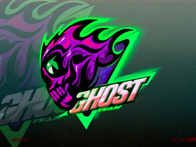 GHOST TEAM MASCOT LOGO WITH GRADIENT EFFECT art design game gaming ghost graphic graphic design illustration logo mascot race skull team vector