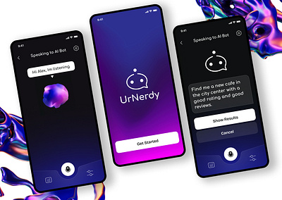 UrNerdy - Educational AI Mobile App 3d animation branding graphic design logo motion graphics ui