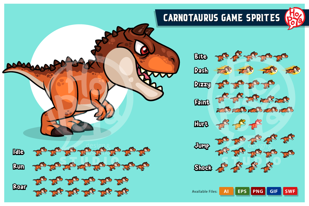 Carnotaurus Game Sprites by Mahmud Fajar Rosyadi on Dribbble