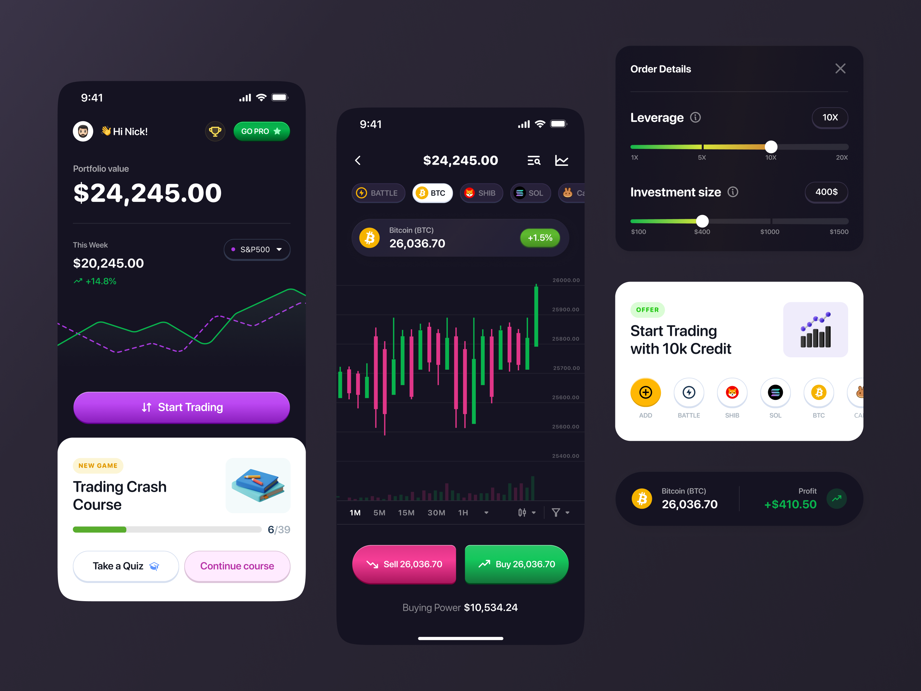 Example of Crypto Trading Web/App Design