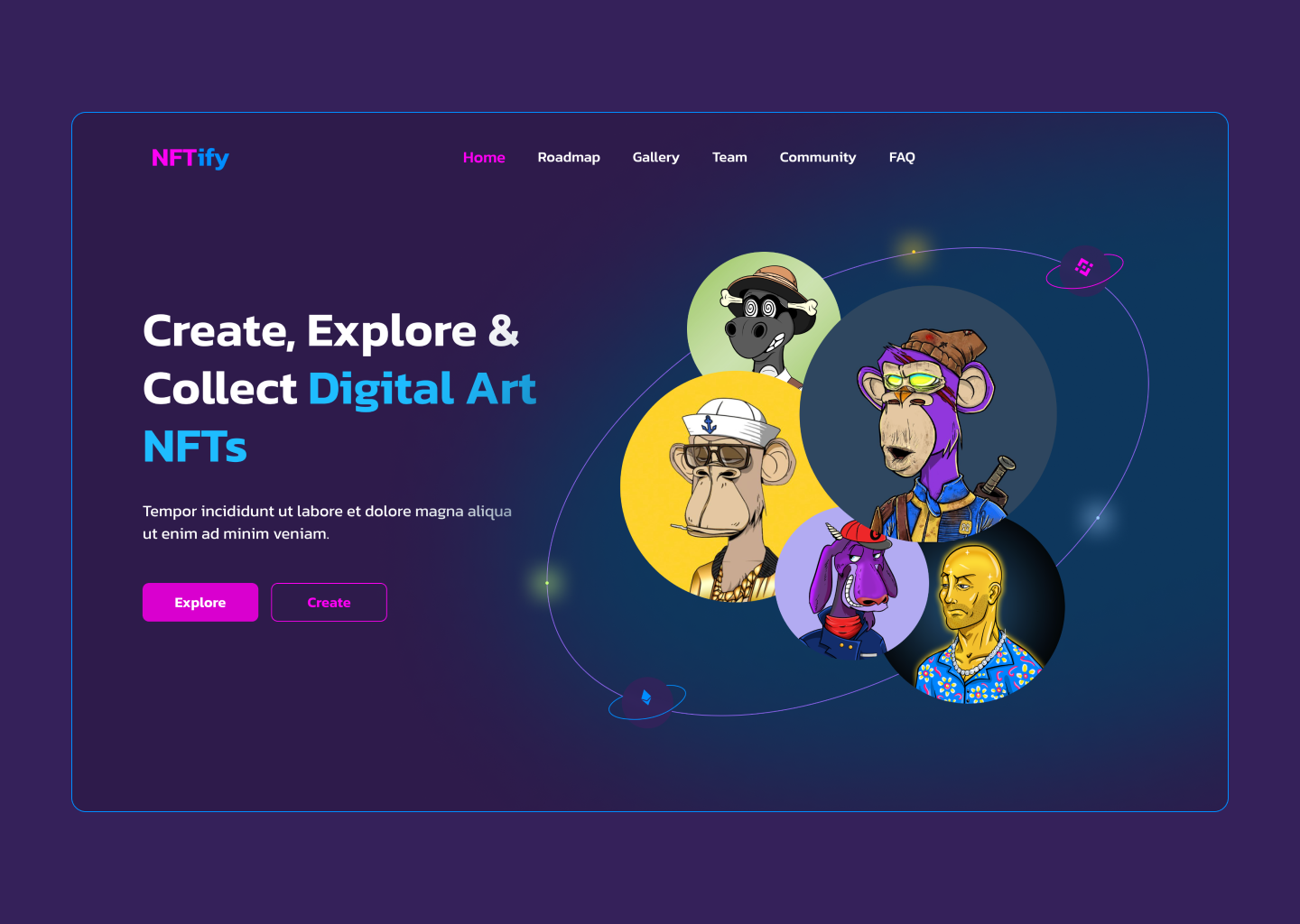 NFTify Landing page design landing page nft ui web design