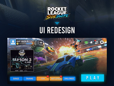 Rocket League Sideswipe Game UI 3d figma game ui graphic design motion graphics photosho ui ux