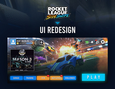 Rocket League Sideswipe Game UI 3d figma game ui graphic design motion graphics photosho ui ux