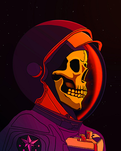 Risk astronaut helmet illustration procreate skeleton space